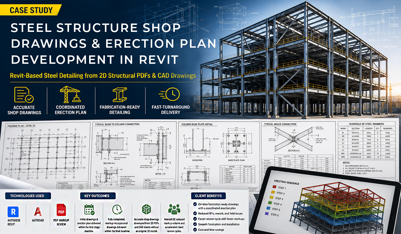 Steel Structure Shop Drawings & Erection Plan Development in Revit